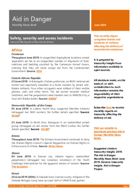 Aid in Danger June 2019 | Monthly News Brief