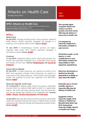 Attacks on Health Care July 2019 | Monthly News Brief