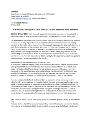 H2H Fund Activation - Vanuatu Press Release