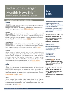 Protection in DangerJuly 2018 | Monthly News Brief 
