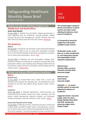 Safeguarding Healthcare July 2018 | Monthly News Brief 