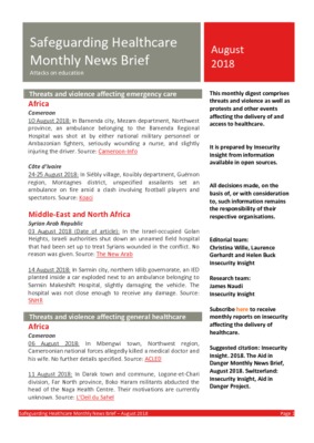 Safeguarding Healthcare August 2018 | Monthly News Brief 