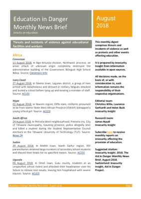 Education in Danger August 2018 | Monthly News Brief 