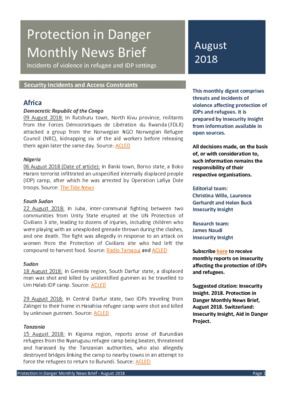Protection in Danger August 2018 | Monthly News Brief 