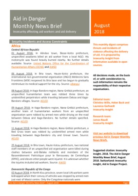Aid in Danger August 2018 | Monthly News Brief 
