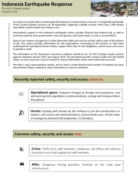 Indonesia Earthquake Response Oct 2018