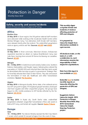 Protection in Danger May 2019 | Monthly News Brief