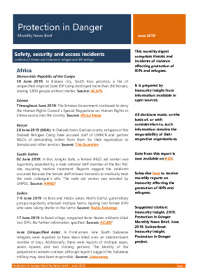  Protection in Danger June 2019 | Monthly News Brief