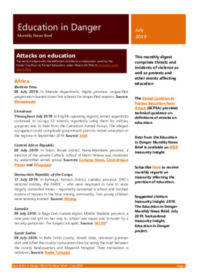  Education in Danger July 2019 | Monthly News Brief