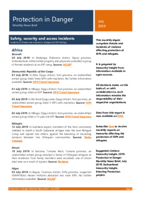  Protection in Danger July 2019 | Monthly News Brief
