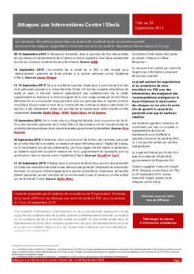 15-30 Sept 2019 Bulletin D'Alerte Attaques aux Interventions Contre l’Ebola
