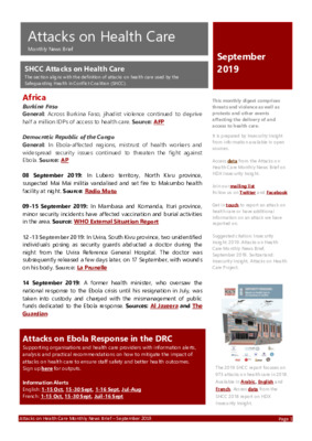 Attacks on Health Care September 2019 | Monthly News Brief
