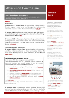 Attacks on Health Care January 2020 | Monthly News  Briefs
