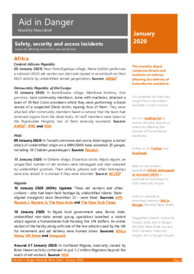 Aid in Danger Monthly January 2020 | News Brief