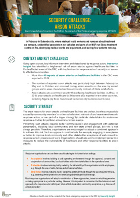 Recommendations: Arson Attacks on Healthcare Facilities